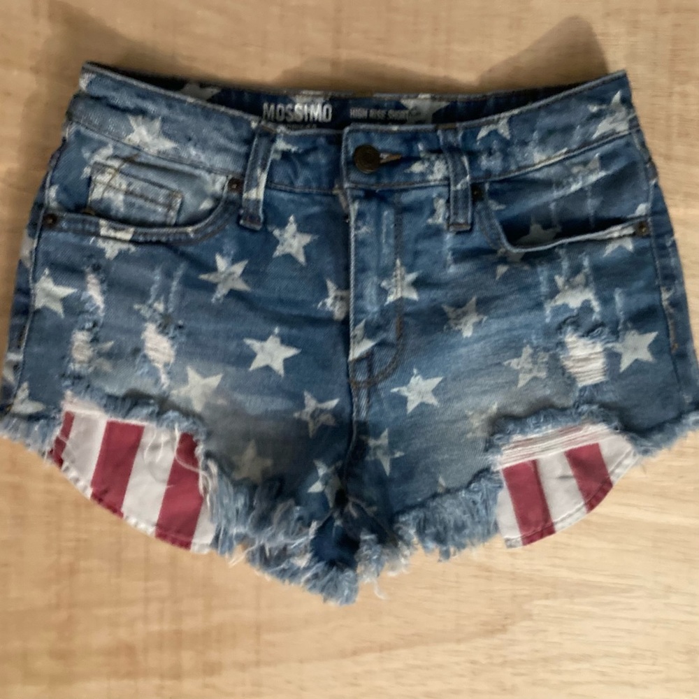 MOSSIMO SUPPLY CO - High Rise Shorts 🇺🇸 Star Spangled Banner - 0/25